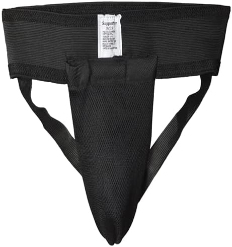 Professional Athletic Groin Guard Protector, Black, Elastic Waistband, Protective Sports Equipment for Training, Competition