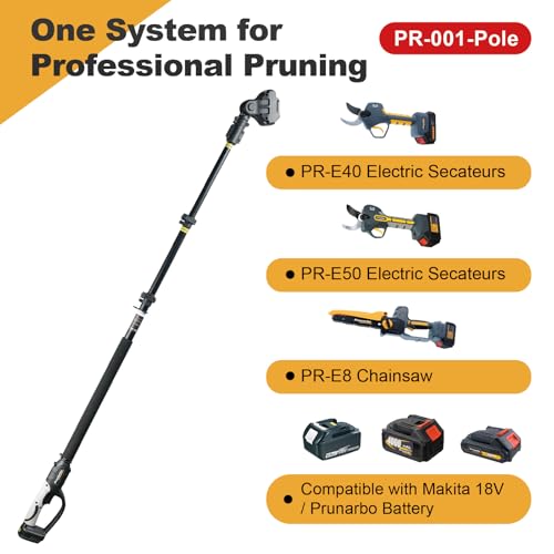 2-in-1 Electric Secateurs Cordless Pruning Shears with Extension Pole 8.2-ft, Professional Tree Pruner Electric Scissors for Gardening Cordless 50mm (2 inch) Cutting Diameter PR-E50-Set - Image 12