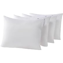 Kingnex, Set of 4 Waterproof Feather Proof Pillow Covers with Zipper for 20x30 Inch Bed Pillows 20x28 Inch