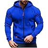 mens hoodies,Hoodies For Men Uk Full Zip Up Casual Hooded Lightweight Jackets Mens With Pockets Comfort Outdoor Solid Color Long Sleeve Hoody Loose-fit Soft Fleece Sweatshirts,Blue #1,XXL #1