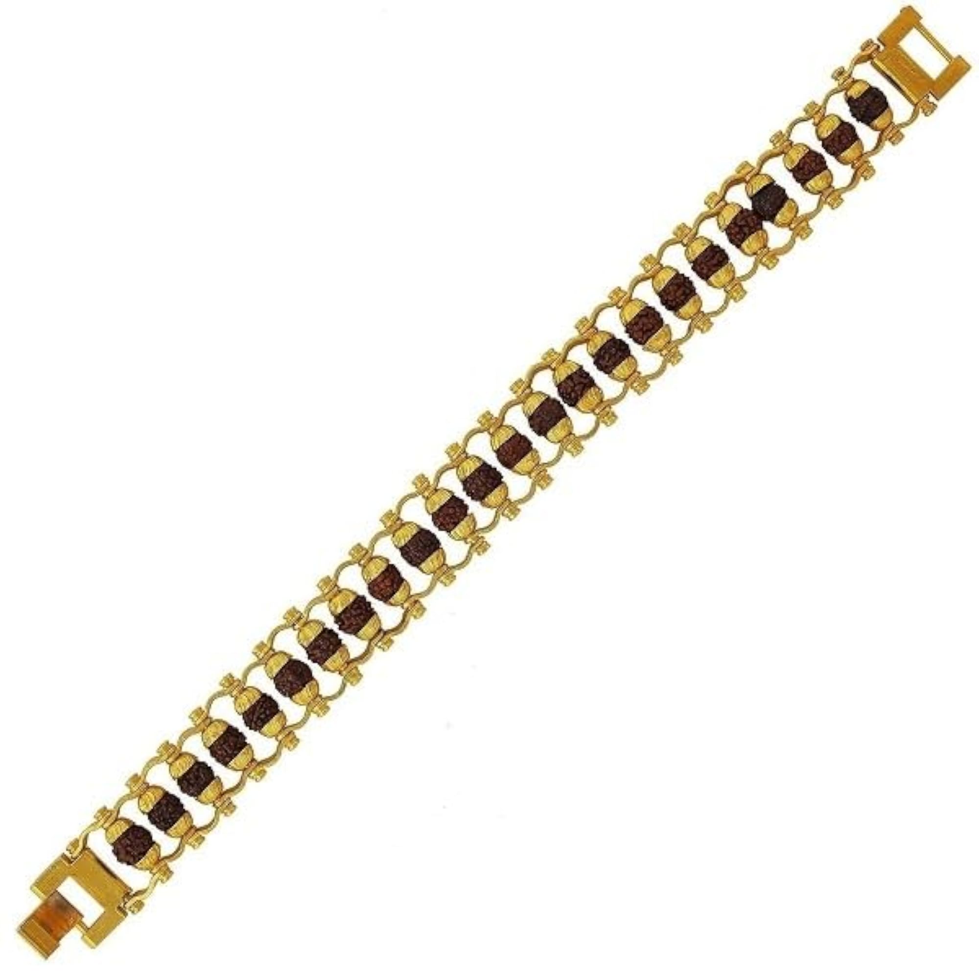 Gold Plated 5 Mukhi Modern Rudraksha Bracelet, Stylish Design