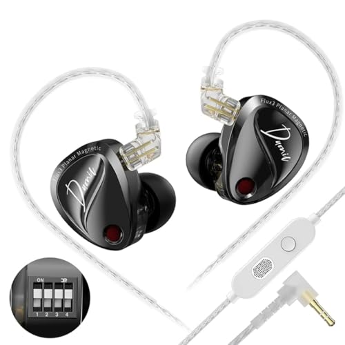 Image of KZ Duonic Hybrid Planar Magnetic in-Ear Monitor, 3X Flux3 8mm Planar + 8mm Super-Linear Dynamic Driver, Bass Improved Switch Version, Black Shell with HD Dual-Mic 3.5mm Cable