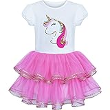 Oberhalb Knielänge. Mädchen Kleid Rosa Einhorn Tutu Tanzen Ballett Tiered Rock Gr. 104