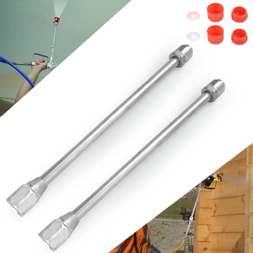 EMAGEREN 2 Pcs Rallonge de pistolet à peinture Airless 30 CM Airless de Peinture Pistolets Pôle d'extension en Alliage d'aluminium Tige d'extension pour pistolet pulvérisateur pour Graco Titan Wagner Cover