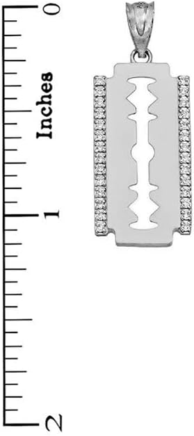 Claddagh Gold Certified 925 Sterling Silver CZ-Accented Razor Blade Pendant Necklace - Image 2