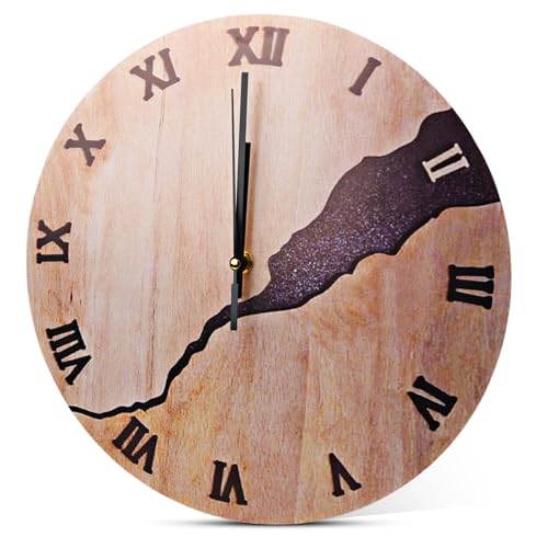 GOEDCH Reloj de Pared Moderno, Vintage, Decorativo, Sin Ruido de Tictac, Cuarzo, 30 cm, Madera