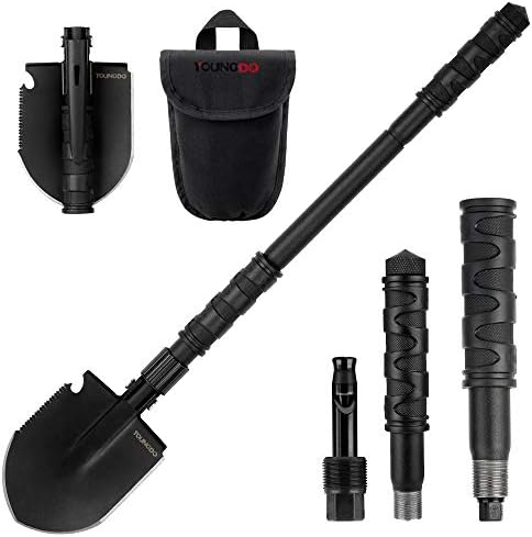 YOUNGDO Camping Shovel, Military Folding Survival Shovel, Entrenching Tool Portable for Camping,Car Emergency,Backpacking,Outdoor,Hiking,Gardening and Trenching(14-in-1Shovel)