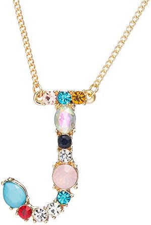 MissNity Large Initial Necklace for Girls Women in Colorful Rhinestone Silver Gold Plated 26 Letters Alphabet Pendant A-Z, 20"+2"