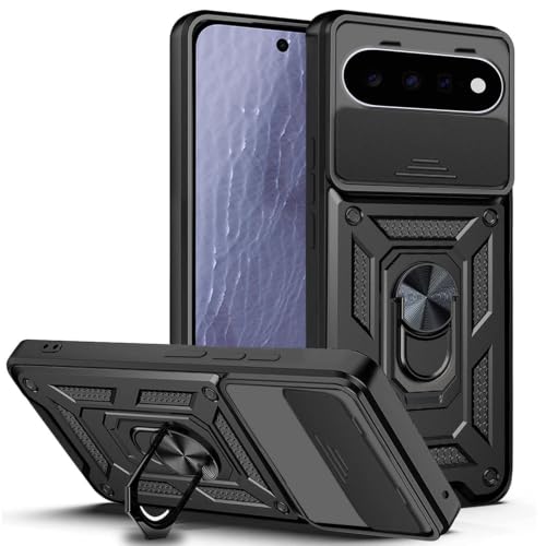 Image of AESTMO Tough Armor Google Pixel 11 Bumper Back Case Cover | Ring Holder & Sliding Camera Shield Cover | 360 Degree Protection Back Case Cover for Google Pixel 11 (Black)