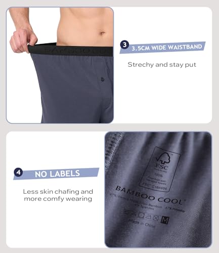 Image of BAMBOO COOL Mens Underwear Boxers Moisture-wicking and Cool Men's Boxer Shorts Loose Fit Super Soft 4 Pack