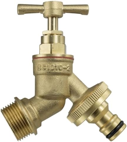 OUTSIDE GARDEN HOSE UNION BIB TAP 1/2" C/W DOUBLE CHECK VALVE BRASS WALL ELBOW E - Foto 12