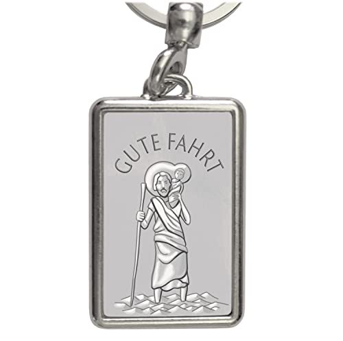 Heiliger Christophorus - Gute Fahrt Silber Schlüsselanhänger der Schutzpatron der Reisenden und Autofahrer für den Schlüsselbund mit Heiligenfigur als Geschenk für Fahranfänger Cover