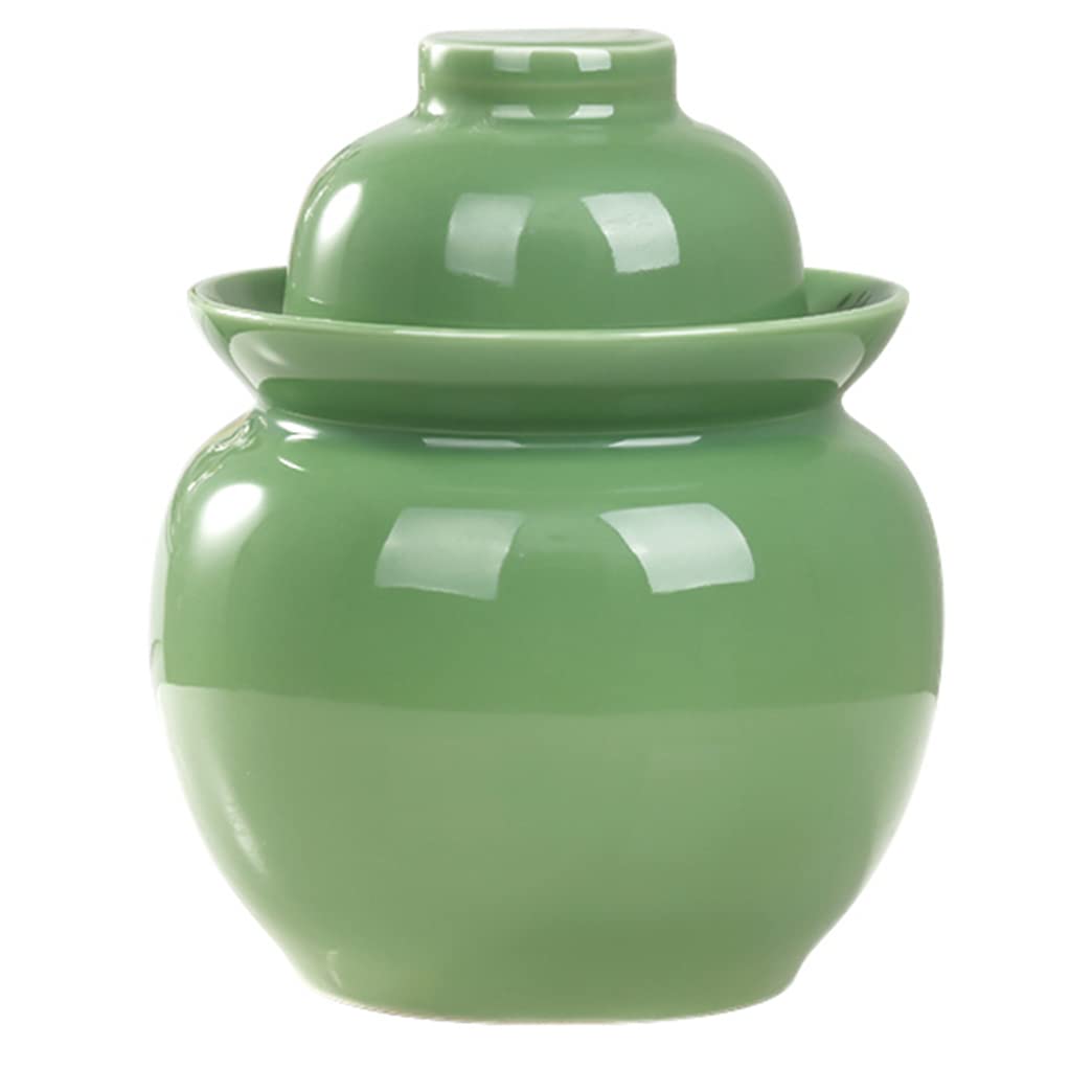 VHJdtE Ceramic pickling jars, Traditional Chinese Fermentation Kit Crock With Water Seal Airlock, for Pickles(Grün,1.75KG)