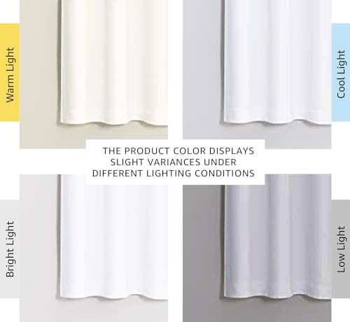 Image of NICETOWN Pure White 100% Blackout Lined Curtains, 2 Thick Layers Narrow Wide Window Treatment Panels Thermal Insulated Drapes for Kitchen Small Window (1 Pair, 37 inch Width x 63 inch Length Each Panel)