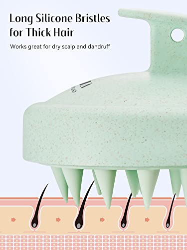 Image of HEETA Scalp Massager Hair Growth, Soft Silicone Scalp Scrubber Shampoo Brush for Exfoliation, Dandruff Removal & Head Massage Stress Relax, Wet & Dry Use for Thick, Thin Hair Care, Wheat Straw Green