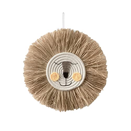 ruist-eu Colgantes de pared de animales tejidos hechos a mano colgante de habitación de guardería colgante de cabeza de animal tejido para dormitorio, hogar, sala de estar al azar, 40 x 40 cm