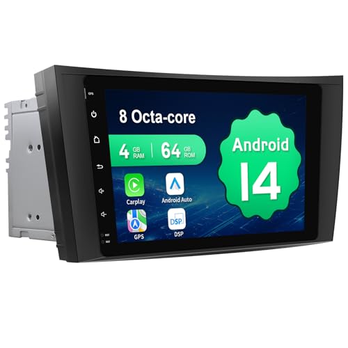 QIIKEN 64G+4G 8Core (2CA75+ 6CA55) Android 14 8 Inch Car Radio with Screen for Mercedes Benz E w211 w219 w209 B200 Viano R350 S320, Double DIN Car Radio with Canbus MirrorLink Navigation SWC ect