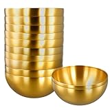 SINJEUN 10 PCS Stainless Steel Mixing Bowls, 7.9 X 3.5 Inch Golden Salad Bowl, Gold Esthetician Bowls for Wedding Party Baking Prepping Serving Facial Cereal Fruit Appetizer Salad Soup Cereal