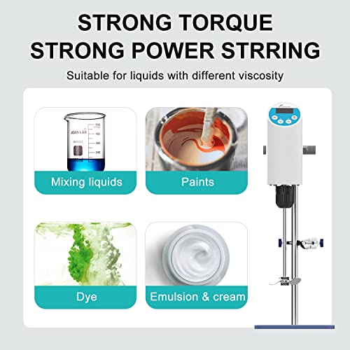 Joanlab Digital Overhead Stirrer Mixer Electric Laboratory Industrial Liquid Mixer Stirring 10,000Mpa.s,10L,100-2000Rpm Adjustable #TOP5