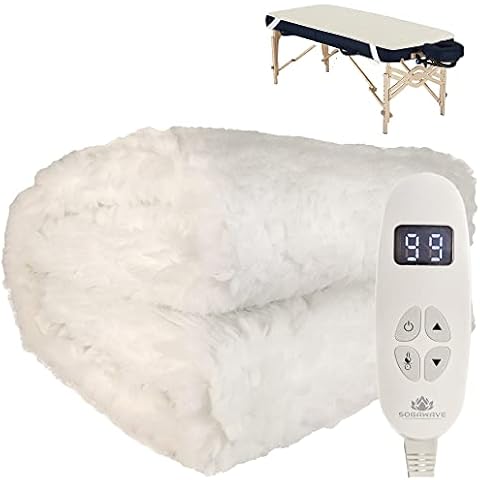 (71x30INCH) Deluxe 1-Inch Thick Fleece Spa Massage Table Warmer Pad & Heating Cover Blanket with EasySet Pro Controller,Lint Free,Super Soft & Cushy (PRO-THICK) Cover