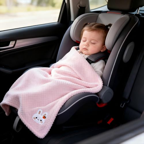Image of CREVENT 30''X40'' Cute Cozy Fluffy Warm Baby Blanket for Girls Infants Toddlers' Bedding Crib Cot Stroller, Baby Shower Birthday Newborn's Gift Pink- Bunny