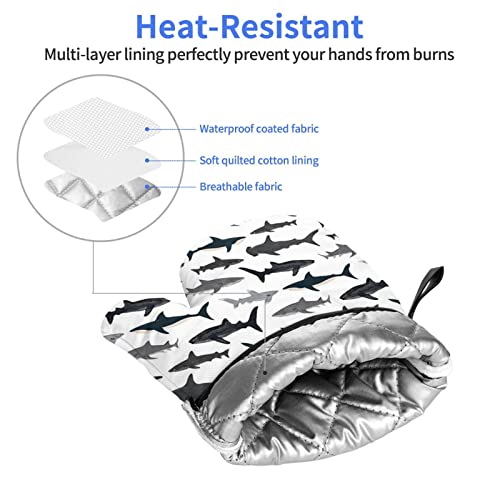 Sharks Oven Mitts Non-Slip Heat Resistant Kitchen Gloves For Cooking Baking Bbq #TOP4