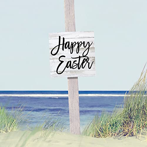 Plaque murale en bois Happy Easter au design carré rétro de 30,5 cm - 5