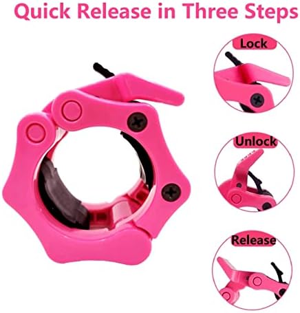 Barbell Clamps Olympic Bar Collars 2 Inch Quick Release Barbell Lock Clamp Locking Standard Bar Weight Plates Collar Clips for Workout Weightlifting Fitness Training Bodybuilding