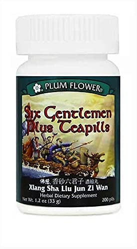 Six Gentlemen Plus Teapills (Xiang Sha Liu Jun Zi Wan), 200 ct, Plum Flower Six Gentlemen Plus Teapills (Xiang Sha Liu Jun Zi Wan), 200 ct, Plum Flower