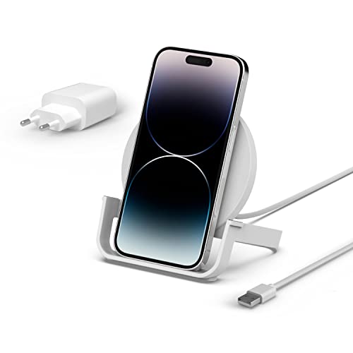 Belkin Chargeur à induction BoostCharge Stand 10 W (chargeur sans fil rapide certifié Qi pour iPhone, Samsung, Google, etc.), blanc