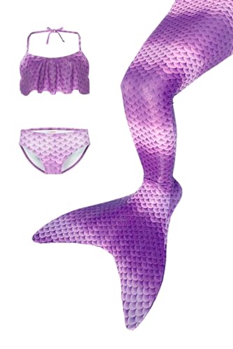 Catálogo de Cola de Sirena Walmart Top 5. 46 Mermaids 123 Traje de Baño Cola de Sirena para Niñas, 4 Piezas, Diseño Funny Purple, Talla 6 Años (MX/US, Numérica, 6, Funny Purple)