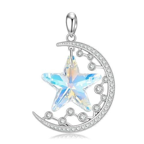 Pendentif femmes bijoux en argent lune étoile pour un style bohème chic
