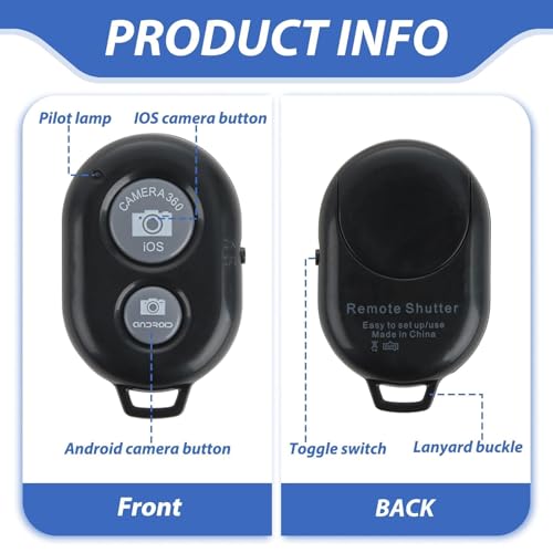 2 Piezas Bluetooth Temporizador Obturador, Control Remoto Bluetooth para Fotografía Móvil, Disparador Automático para Selfies y Fotos de Grupo, Compatibilidad con iOS y Android, Portátil y Fácil - imagen 3