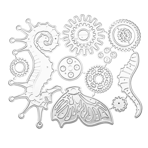 Card Making Supplies,Metal Die Cuts,13x11cm Steampunk Gear Seahorse Metal Cutting Dies Stencils for Scrapbooking Album Stamp Paper Card Handmade Greeting Cards steampunk buy now online