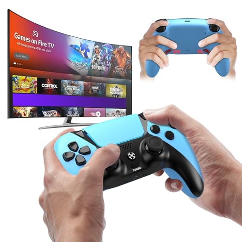 Image of UGAME For Luna Controller, Game Control for PC Fire Stick PlayStation 4 Steam Phone Tablet TV with Back Paddles Turbo 1200mAh Power Supply (Blue)