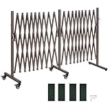 VEVOR Double Expandable Barricades, 20FT Expandable Safety Barrier, Flexible Mobile Barricade with Locking Casters, Portable Folding Security Gate Metal Traffic Fence for Patio Garden Stairway