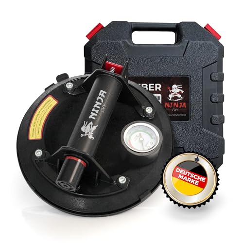 NINJA DIY Saugheber 1er Set - Robuste Plattenheber für Glas, Laminat, Fliesen & Terrassenplatten – Ergonomische Saugheber Saugnäpfe für Fenster & Pflastersteine - 20x22x9,5cm, 300kg Belastbarkeit NINJA DIY Saugheber 1er Set - Robuste Plattenheber für Glas, Laminat, Fliesen & Terrassenplatten – Ergonomische Saugheber Saugnäpfe für Fenster & Pflastersteine - 20x22x9,5cm, 300kg Belastbarkeit
