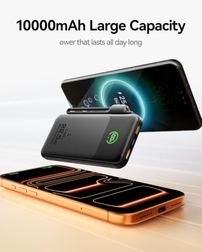 MOVESPEED 10000mAh USB-C Power Bank,22.5W Fast Charging,Built-in Cable Strp - image 3