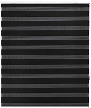 Blindecor - Lira. DoubleLayered Roller Blind, Night and Day, Anthracite grey, 100x180 cm