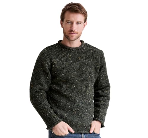 Raheen Tweed Roll Neck Mens Sweater, Donegal Tweed 100% Irish Wool, Designed in Ireland