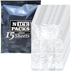 Nice Packs Reusable Dry Ice Packs for Cooler & Lunch Boxes, 180 Cells | 15 Extra Large Long Lasting Flat Ice Pack Sheets - Flexible Freezer Packs for Shipping Frozen Food, Ice Blankets for Food