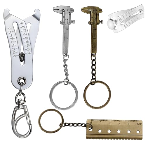 4PCS Portable Precise Thread Checker Keychain – Portable Thread Checker Tool with Two Vernier Calipers, Quick Bolt Measuring Tool for Screws and Nuts, Tools Bolt Size Finder for Thread Identification