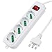 Extrastar Multipresa Ciabatta Elettrica con 4 Prese Universali ITA 10/16A e Schuko, Interruttore Luminoso, Cavo 1,5 m con Spina Italiana 16A, Bianco, bipasso.