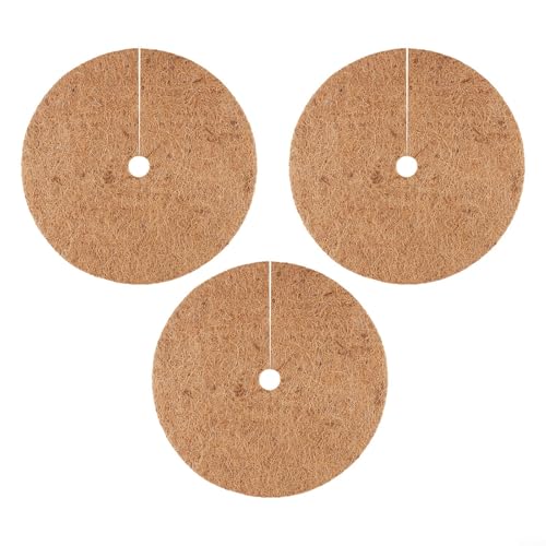 Coconut Fibre Mat, Coconut Mulching Discs Natural Coco Coir Plant Pot Liner Mats Coconut Plant For Soil Moisture Retention(45CM)