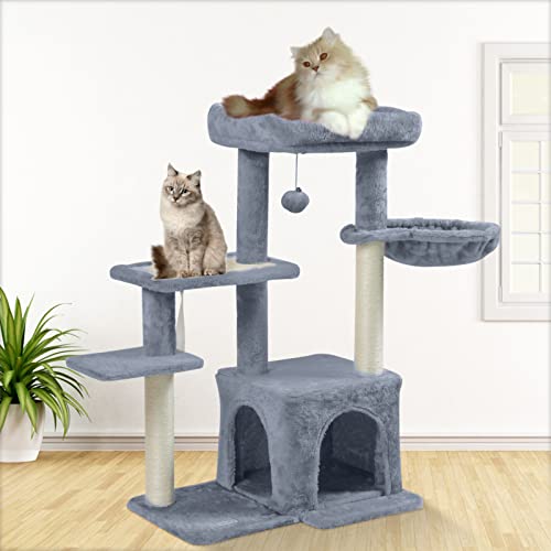 Pawstory Cat Tree, Cat Tower with Sisal Scratching Post for Indoor Cats, 35" Multi-Level Cat Condo with Hammock Perch and Kitten Toys, Cat Furniture for Kittens Adult Cats