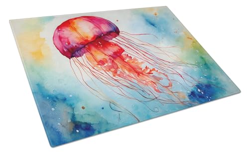 Caroline's Treasures DAC2791LCB Jellyfish Glass Cutting Board Large Decorative Tempered Glass Kitchen Cutting and Serving Board Large Size Chopping Board