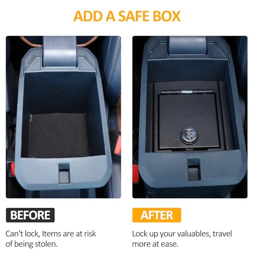 Daeiclru Center Console Safe Storage Box Compatible with Ford Maverick 2022-2024, Armrest Box Password Lock Safe Box, Console Lock Box Security Storage Console Safe Accessories