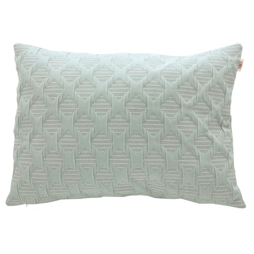 Henko - Funda Cojín 50x70 - Tejido Jacquard en Relieve Verde - Cremallera Invisible - Sin Relleno - Fabricado en España (Kimma Verde)