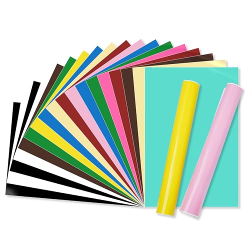 Image of 20 Pack Permanent Vinyl Sheets- 30.5 x 20 cm 20 Assorted Colors (11 Glossy & 9 Matte), Self Adhesive Vinyl for Cutting Machines, Cups, Car Windows, Home Decoration