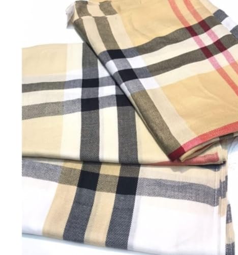 Cachecol Lenço Xadrez Moda Feminina Pashimina Xale Echarpe Gross Estilo Inverno (Poliéster, Bege)